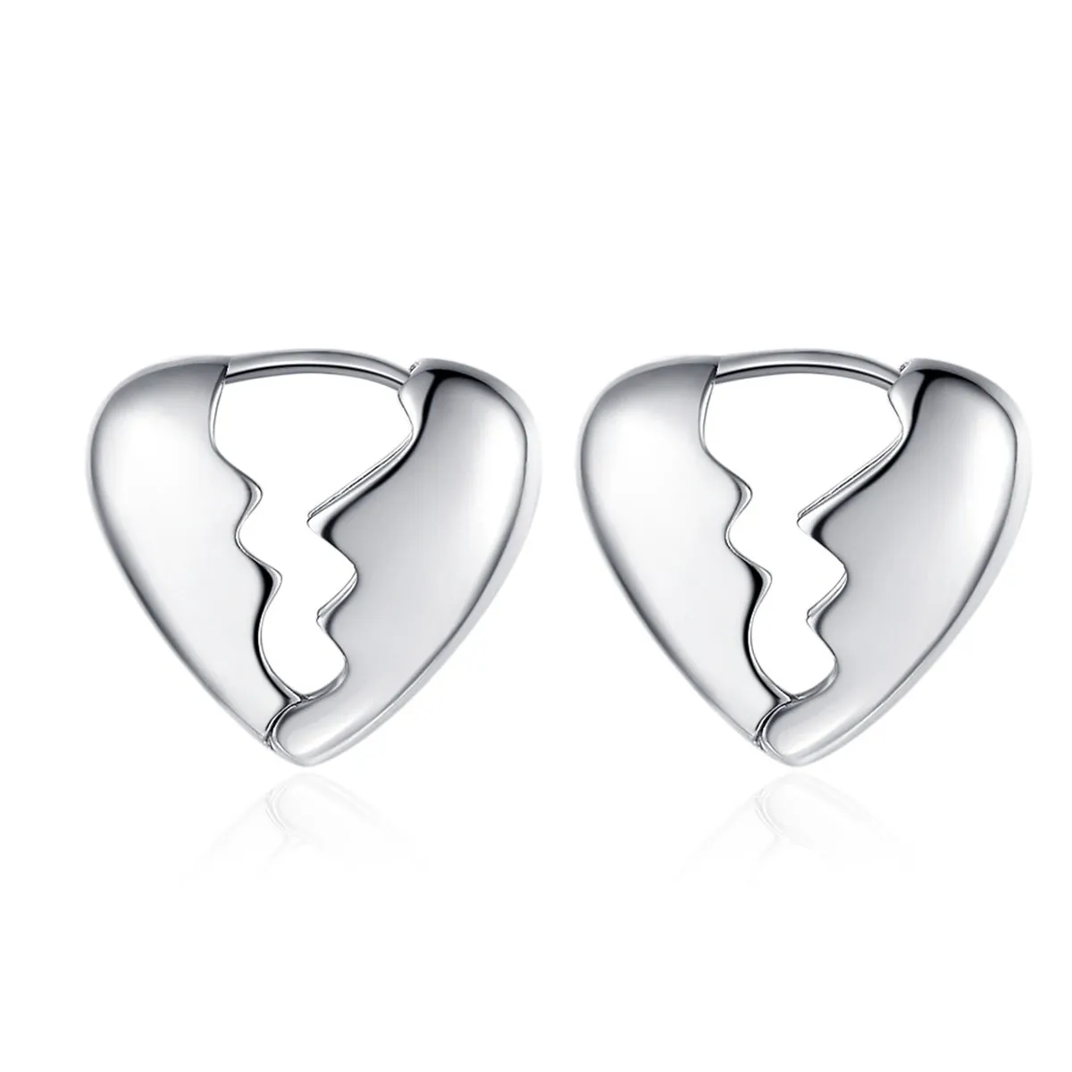 Silver-Plated Gear Heart Huggie Earrings
