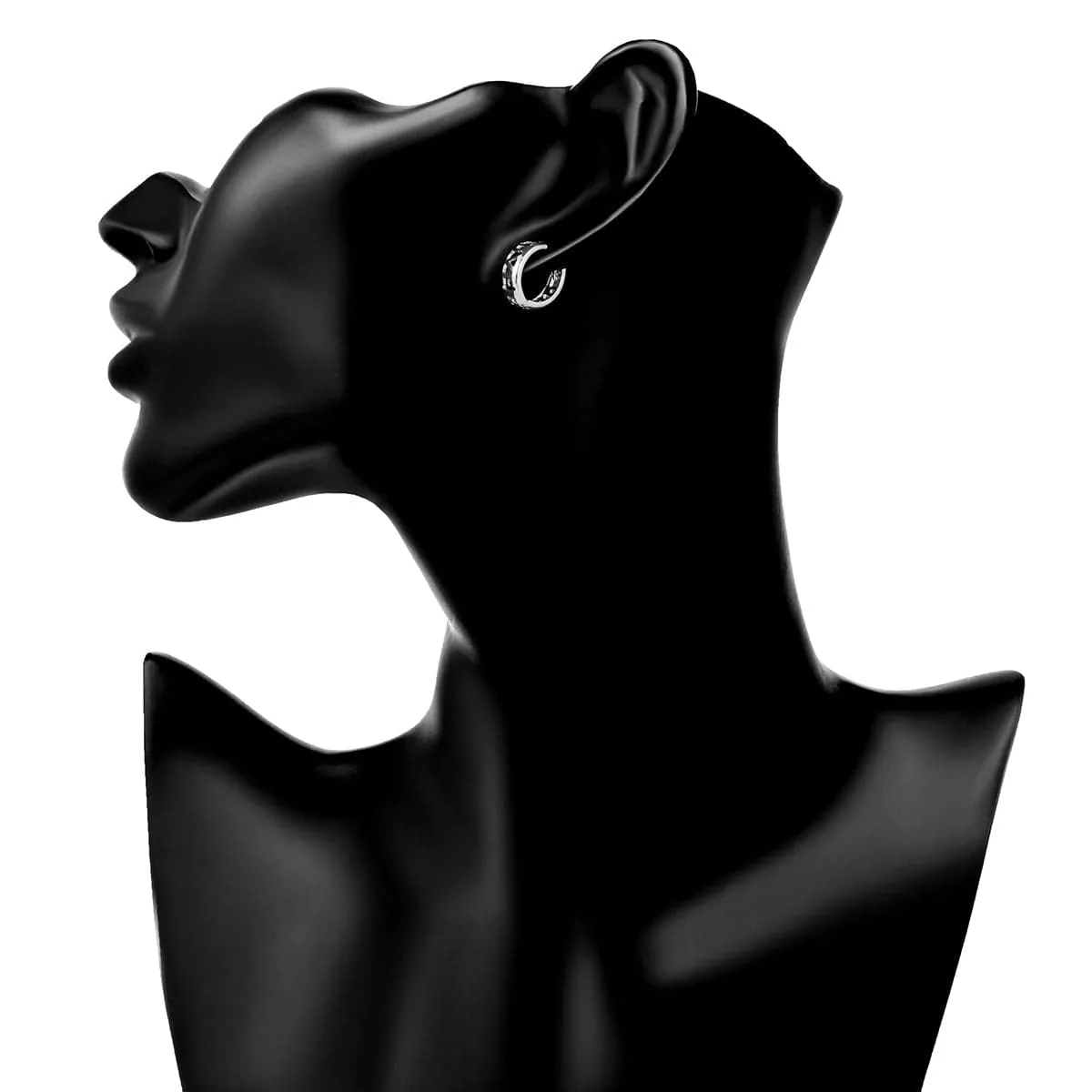 Silver-Plated Geometric Cutout Huggie Earrings