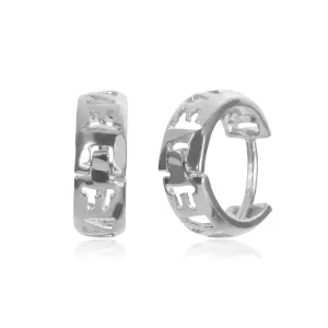 Silver-Plated Geometric Cutout Huggie Earrings
