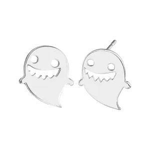Silver-Plated Ghost Stud Earrings