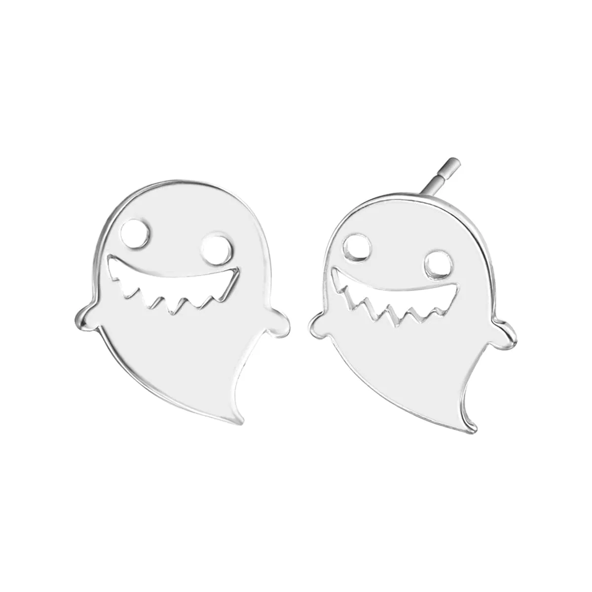 Silver-Plated Ghost Stud Earrings