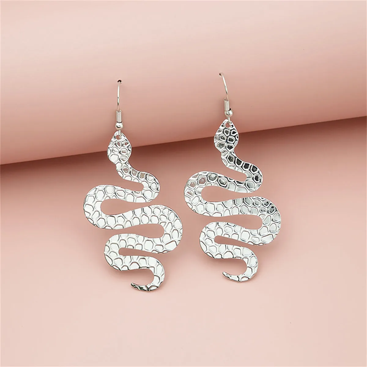 Silver-Plated Hammered Snake Drop Earrings