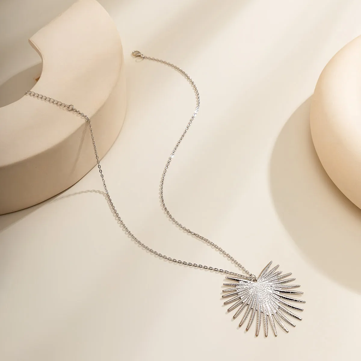 Silver-Plated Heart Burst Pendant Necklace