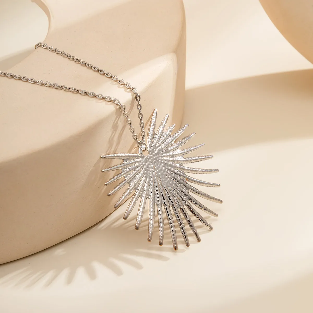 Silver-Plated Heart Burst Pendant Necklace