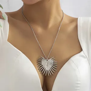 Silver-Plated Heart Burst Pendant Necklace