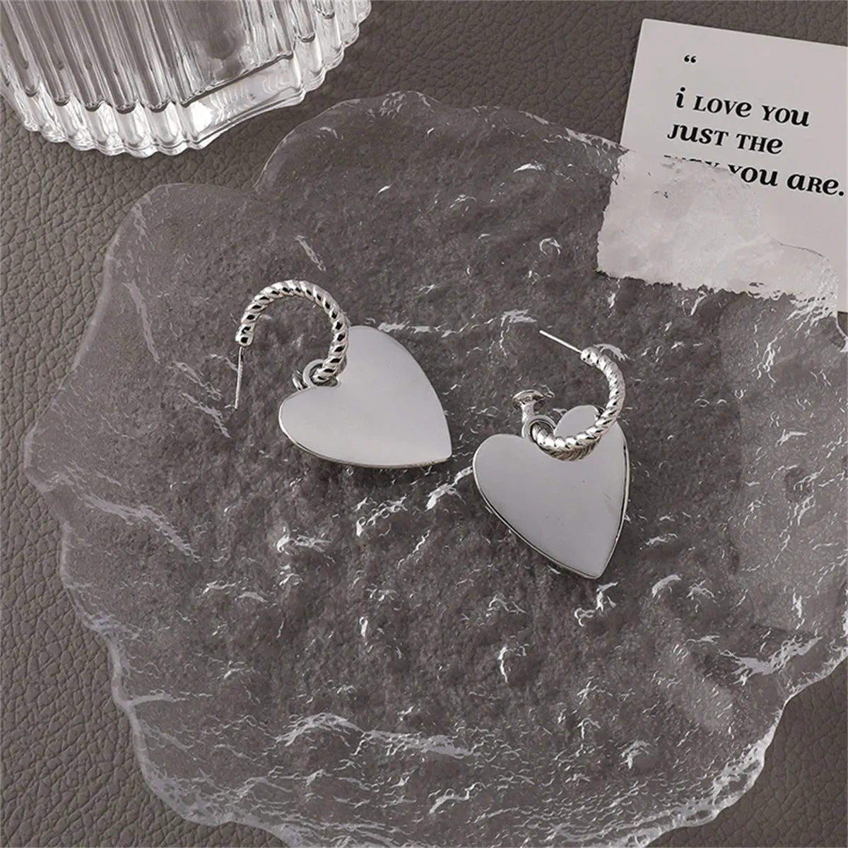 Silver-Plated Heart Huggie Earrings