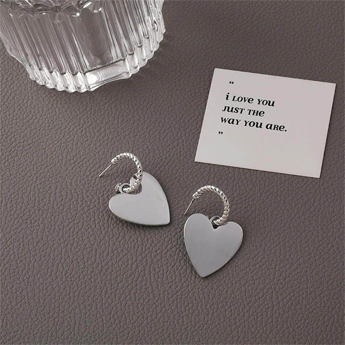 Silver-Plated Heart Huggie Earrings