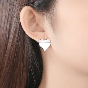 Silver-Plated Heart Huggie Earrings