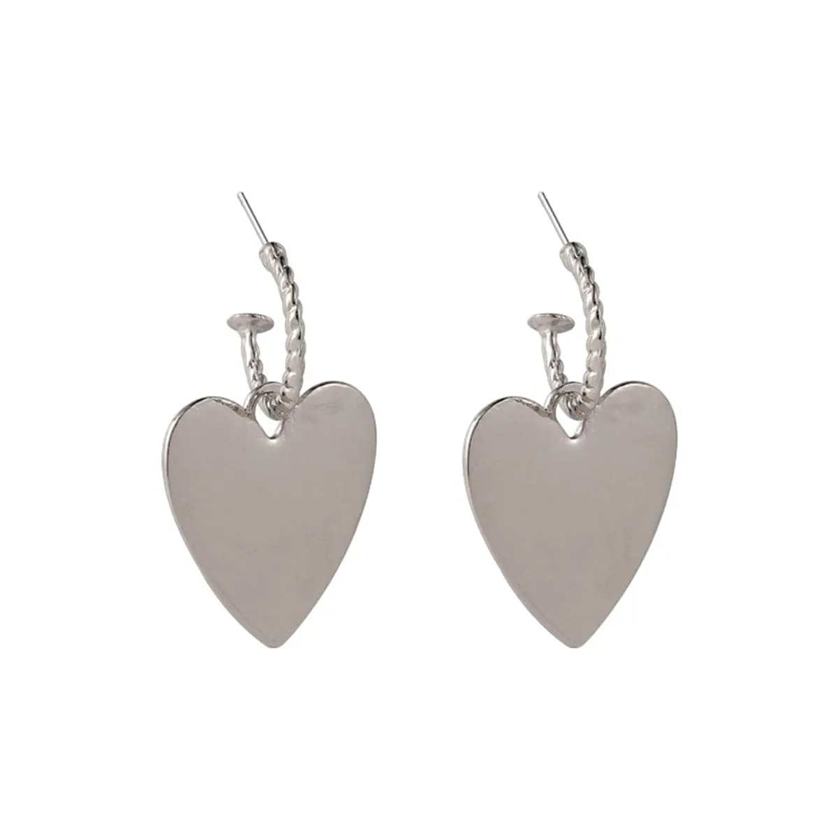 Silver-Plated Heart Huggie Earrings