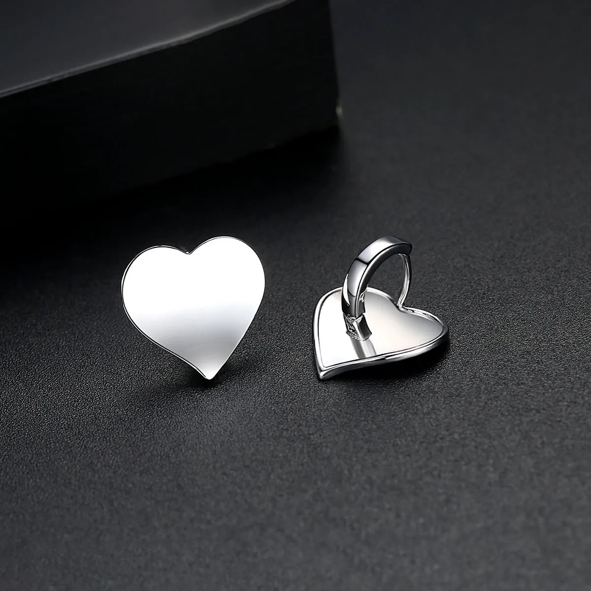 Silver-Plated Heart Huggie Earrings