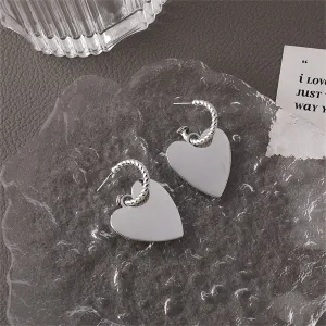 Silver-Plated Heart Huggie Earrings