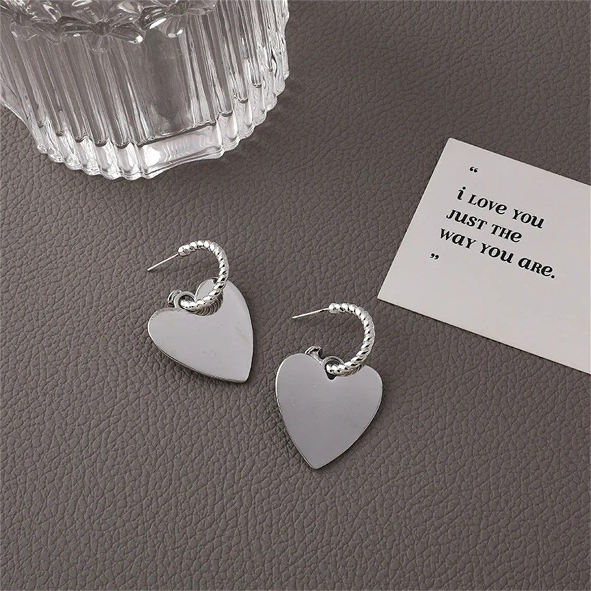 Silver-Plated Heart Huggie Earrings