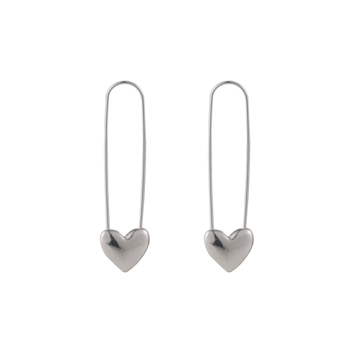Silver-Plated Heart Pin Earrings