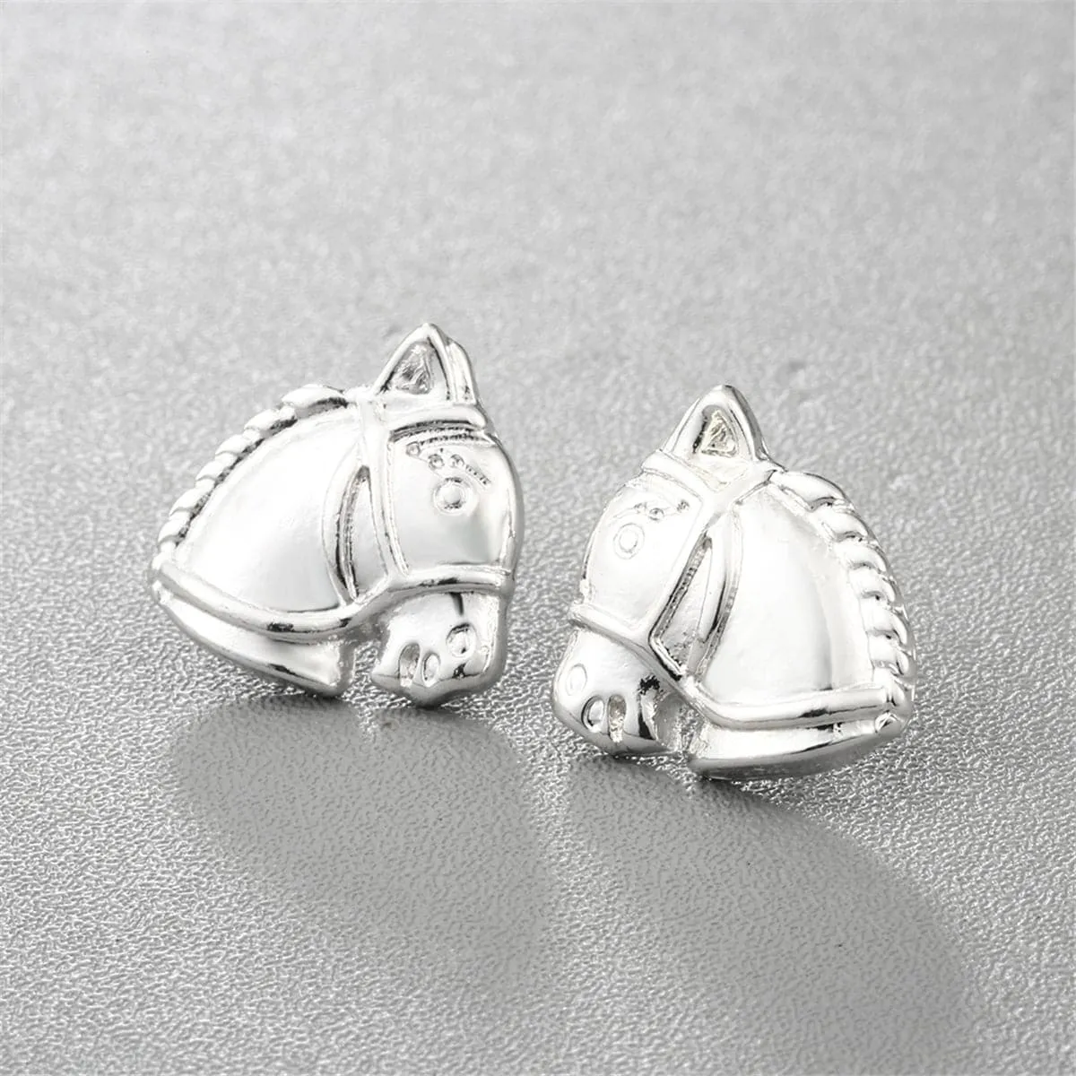 Silver-Plated Horse Head Stud Earrings