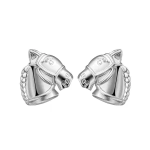 Silver-Plated Horse Head Stud Earrings