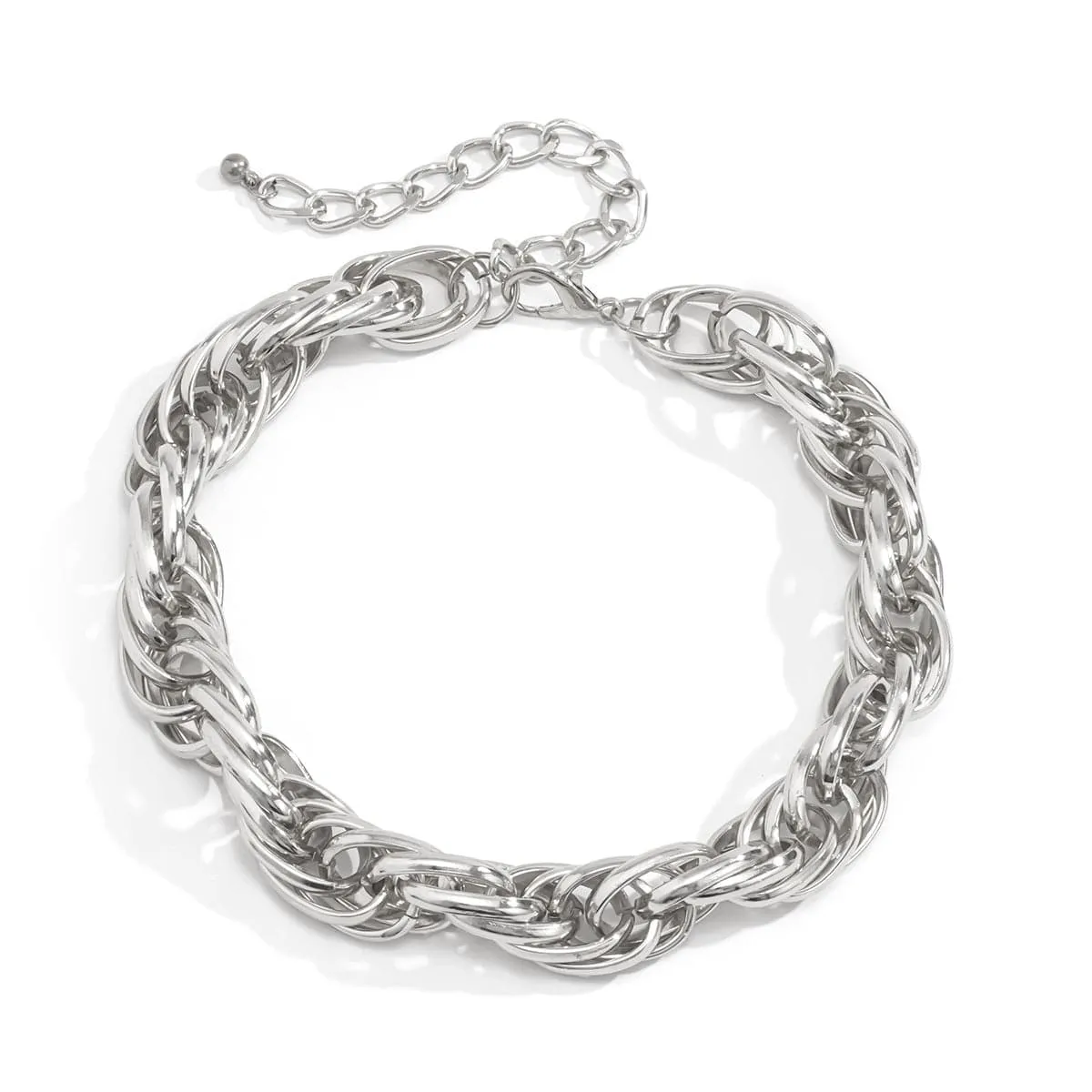 Silver-Plated Intertwined Choker Necklace