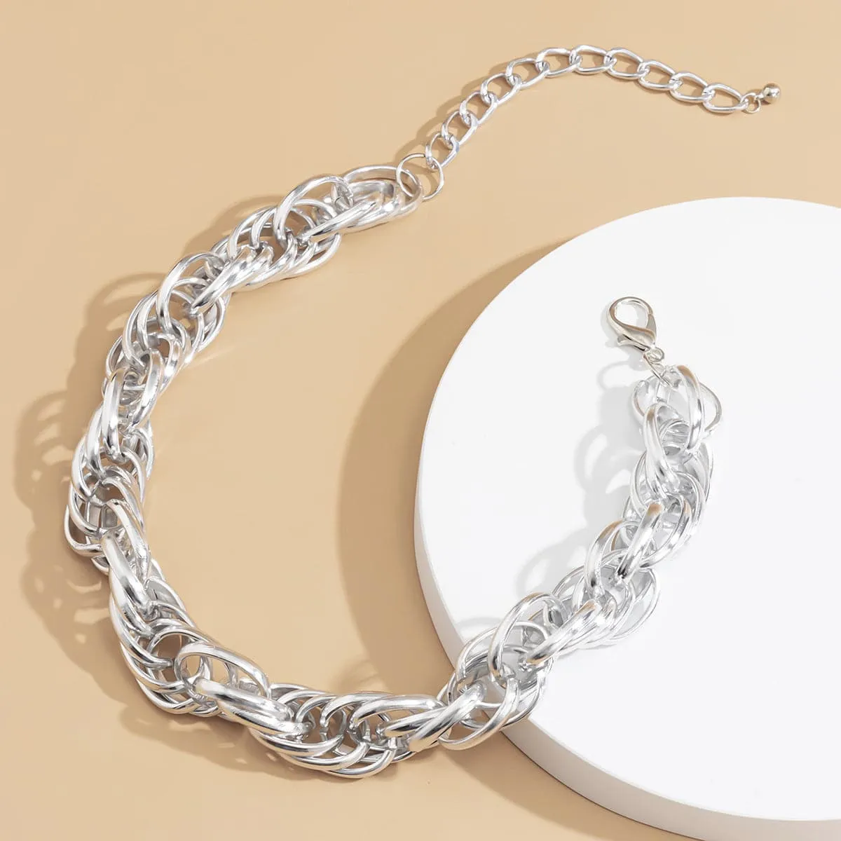 Silver-Plated Intertwined Choker Necklace