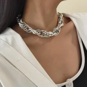 Silver-Plated Intertwined Choker Necklace