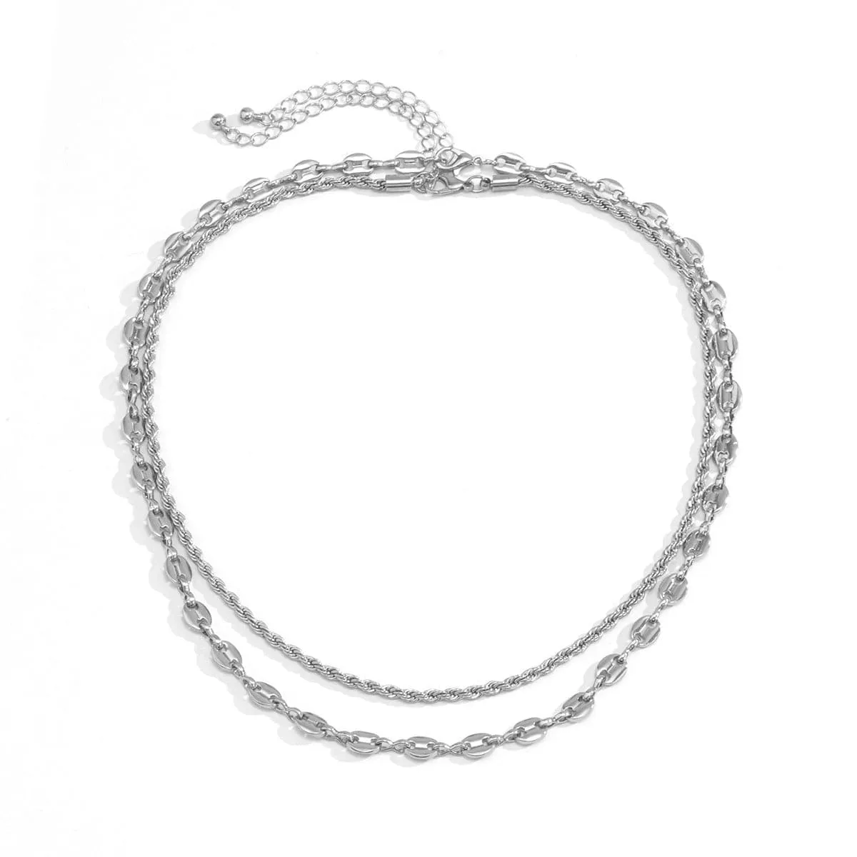 Silver-Plated Intertwined Layered Necklace