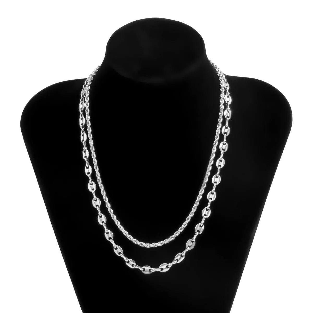 Silver-Plated Intertwined Layered Necklace
