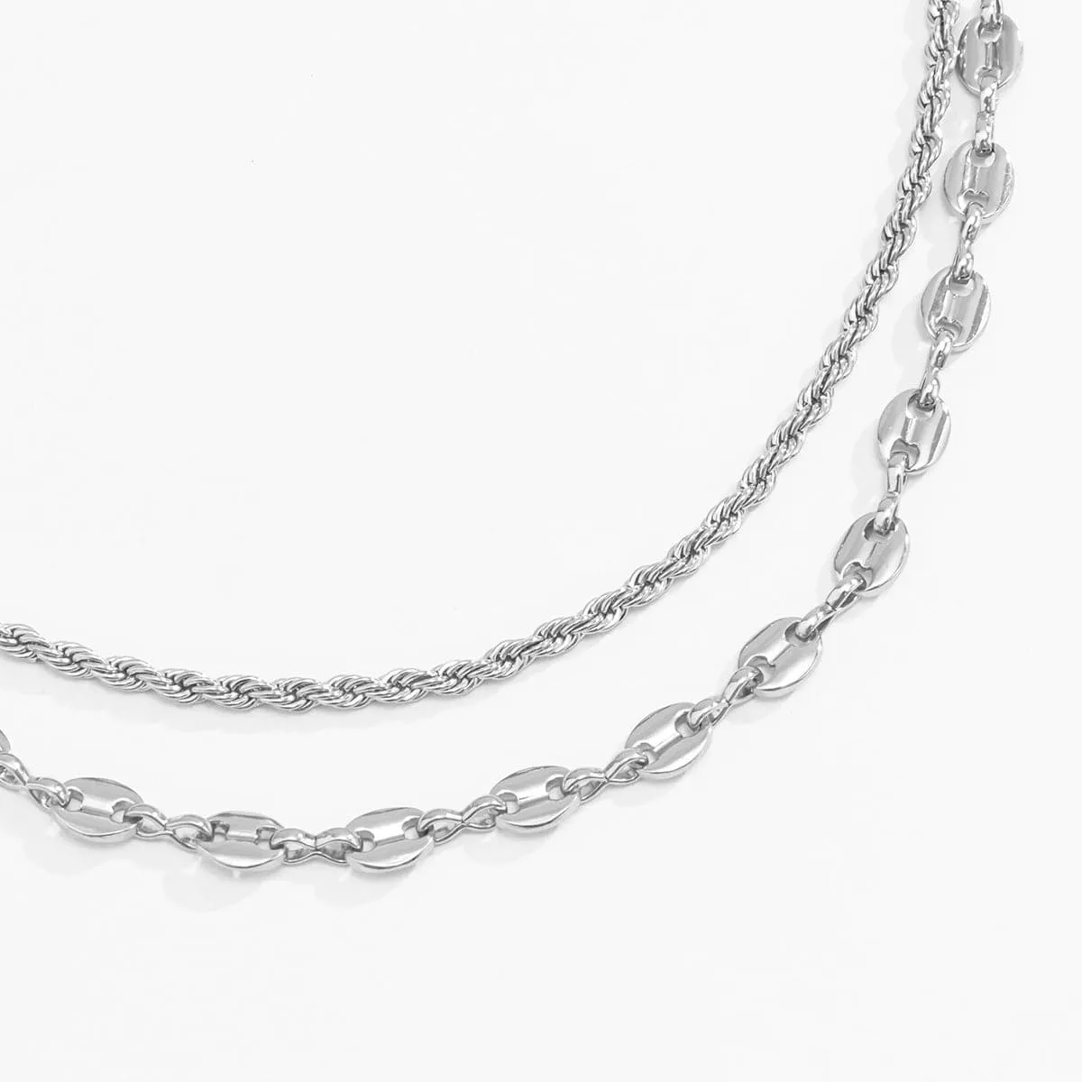 Silver-Plated Intertwined Layered Necklace