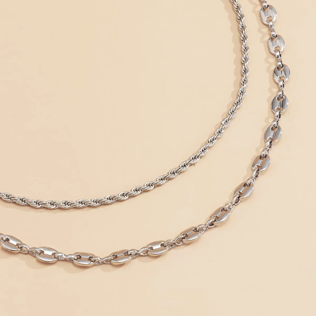 Silver-Plated Intertwined Layered Necklace