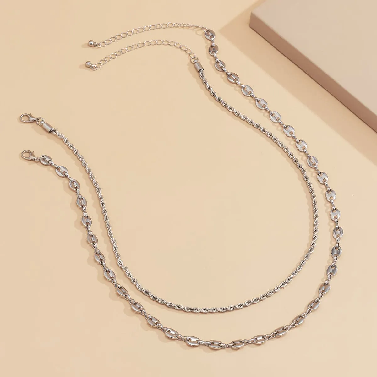 Silver-Plated Intertwined Layered Necklace