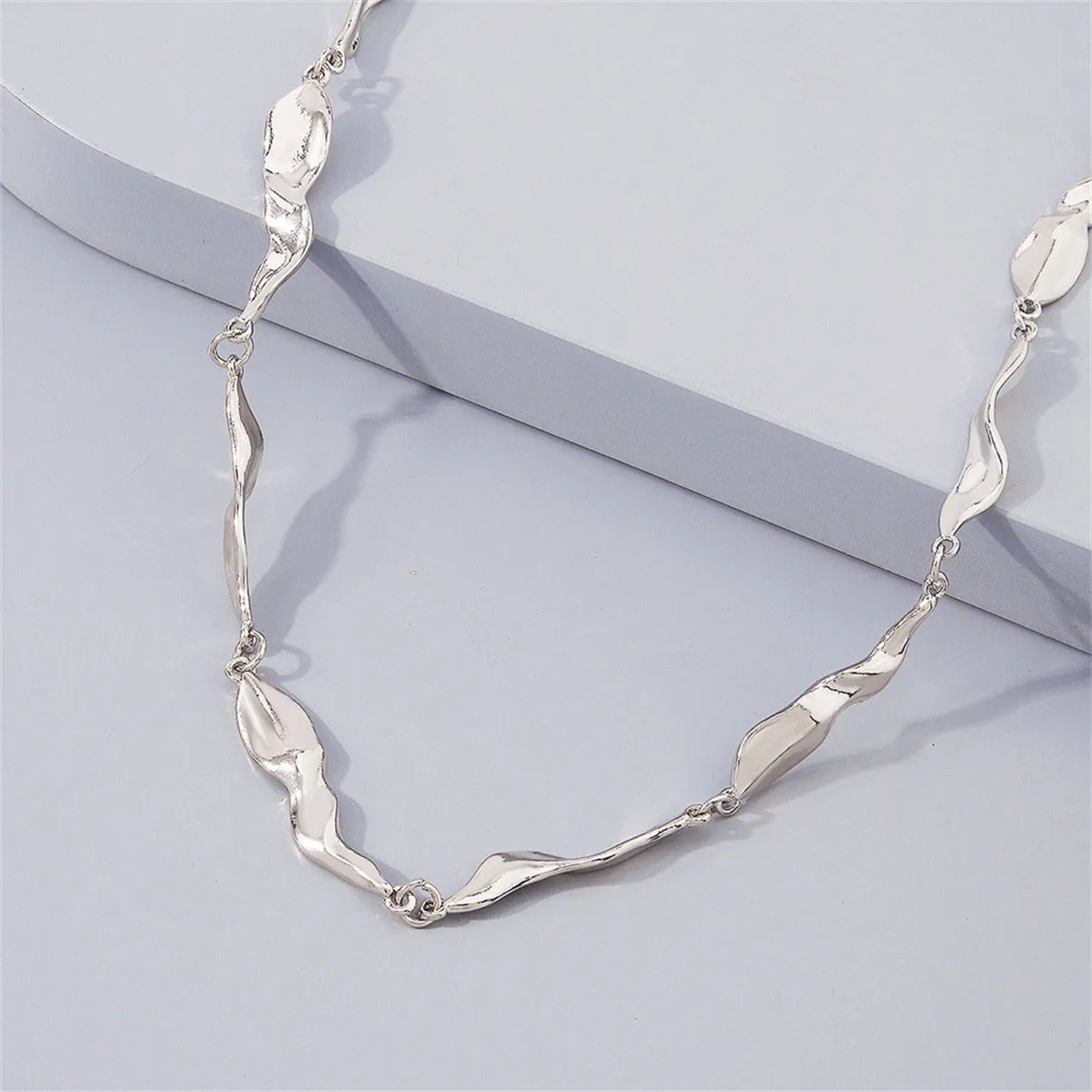 Silver-Plated Irregular Station Necklace