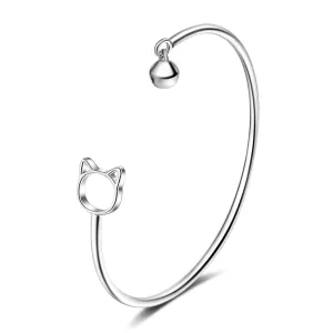 Silver-Plated Kitty & Bell Cuff