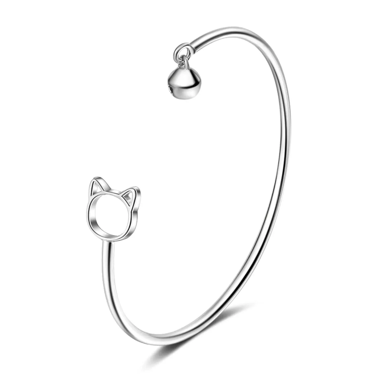 Silver-Plated Kitty & Bell Cuff