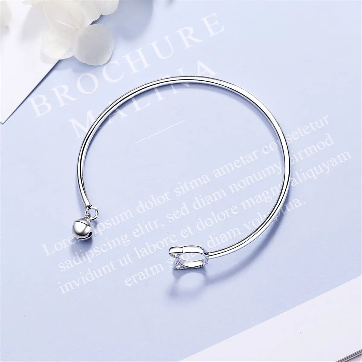 Silver-Plated Kitty & Bell Cuff
