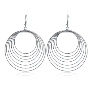 Silver-Plated Layered Hoop Drop Earring