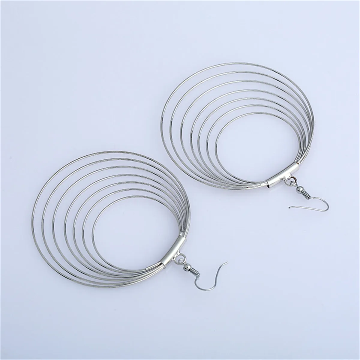 Silver-Plated Layered Hoop Drop Earring