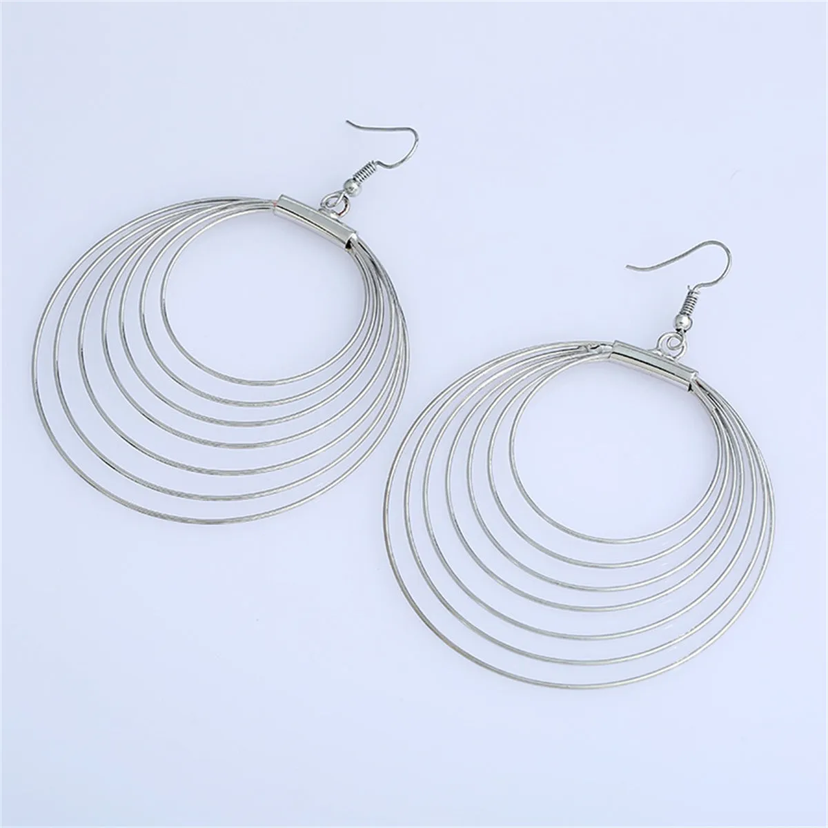 Silver-Plated Layered Hoop Drop Earring