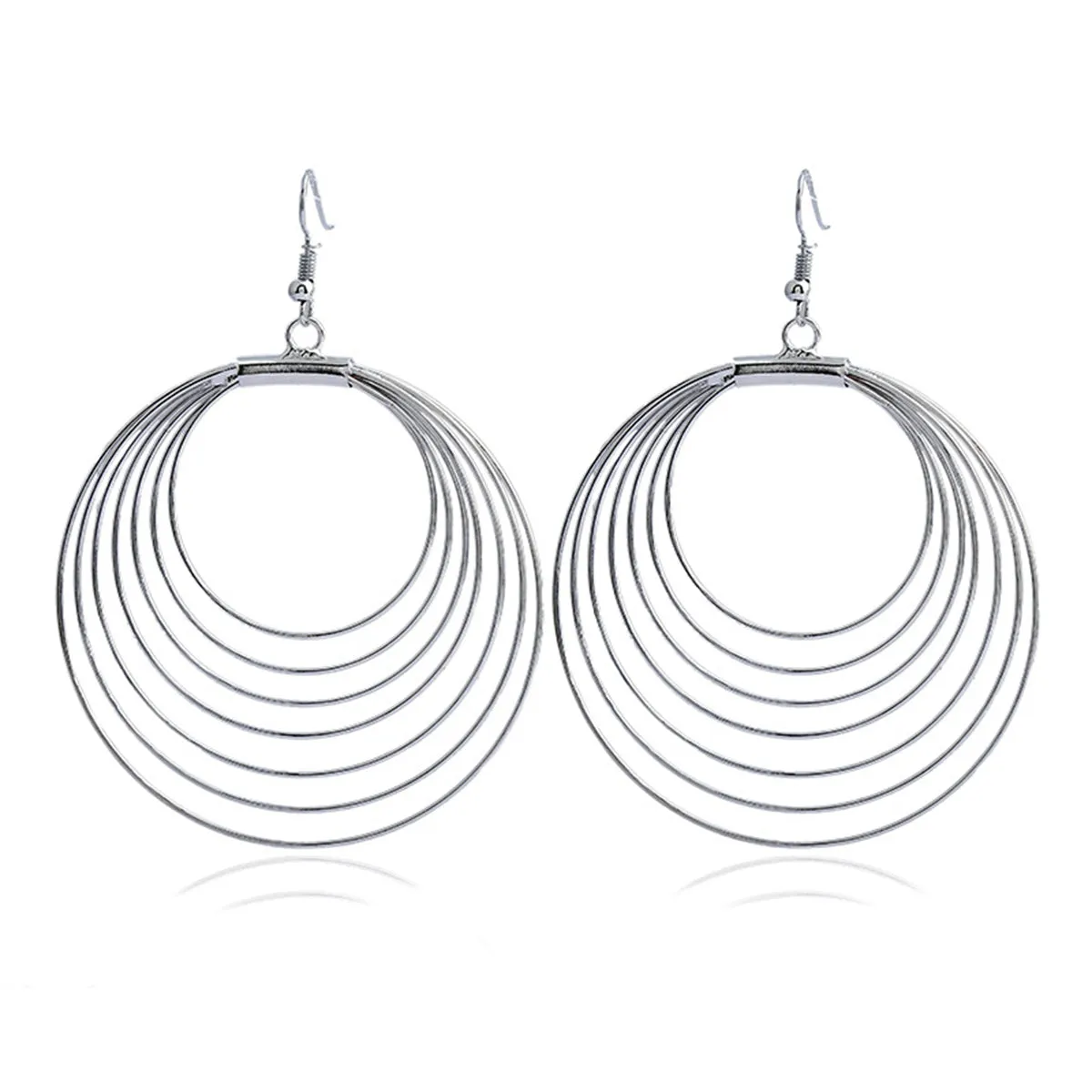Silver-Plated Layered Hoop Drop Earring
