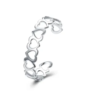 Silver-Plated Linking Hollow Heart Cuff