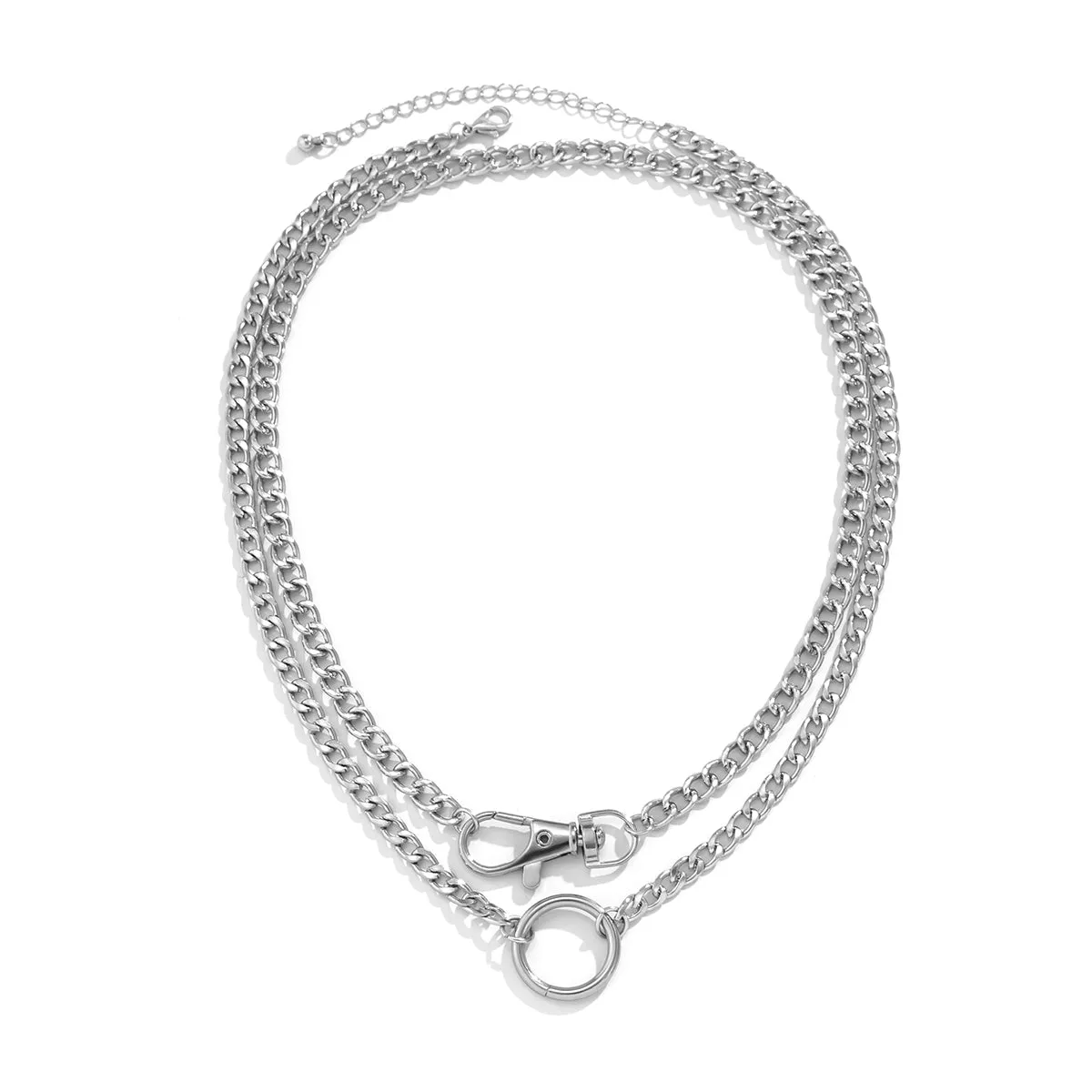 Silver-Plated Lobster Claw Necklace - Set Of Two