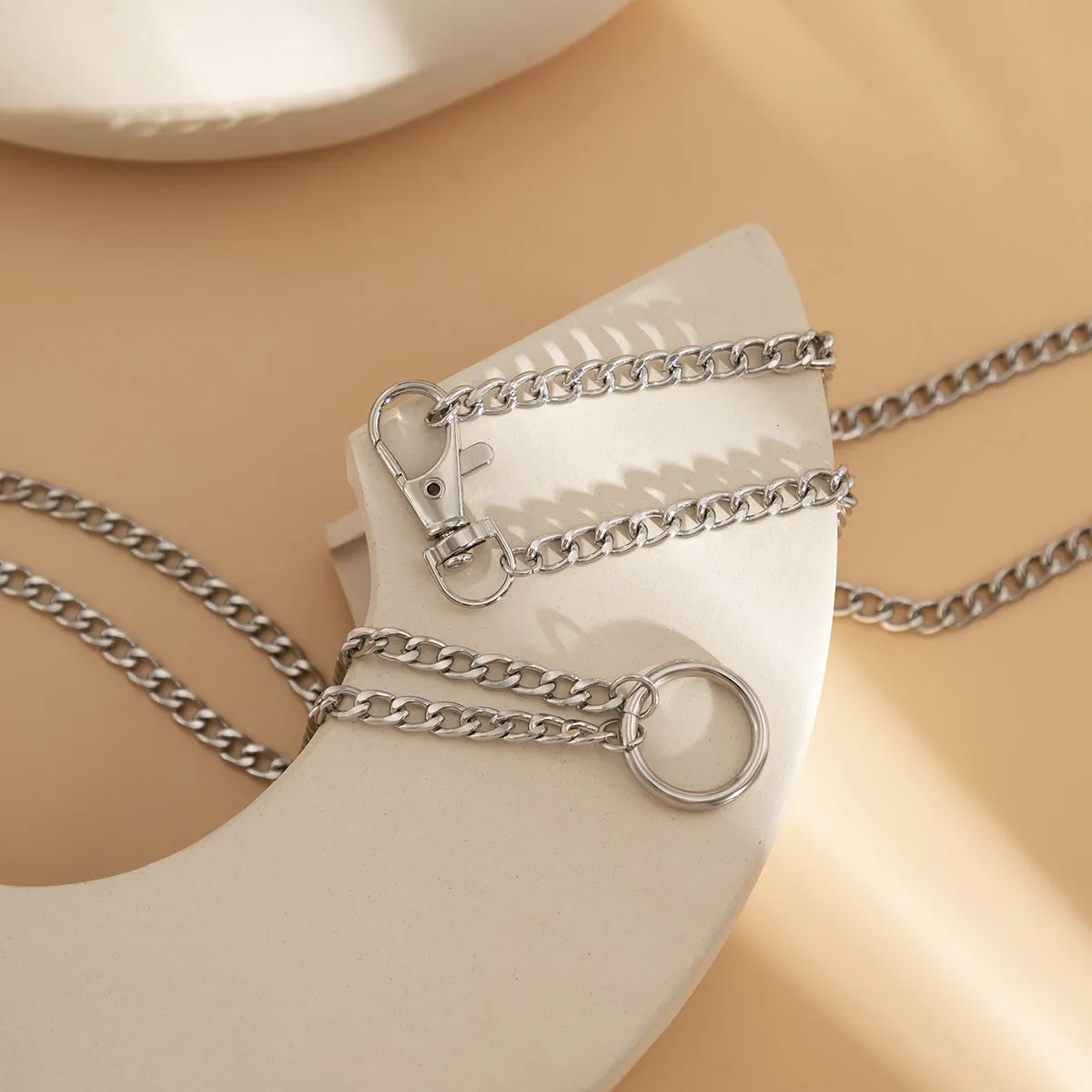 Silver-Plated Lobster Claw Necklace - Set Of Two