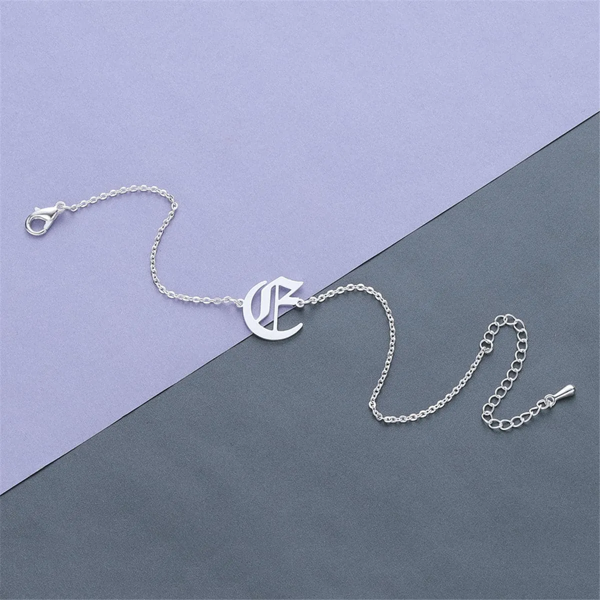 Silver-Plated Old English 'E' Charm Bracelet