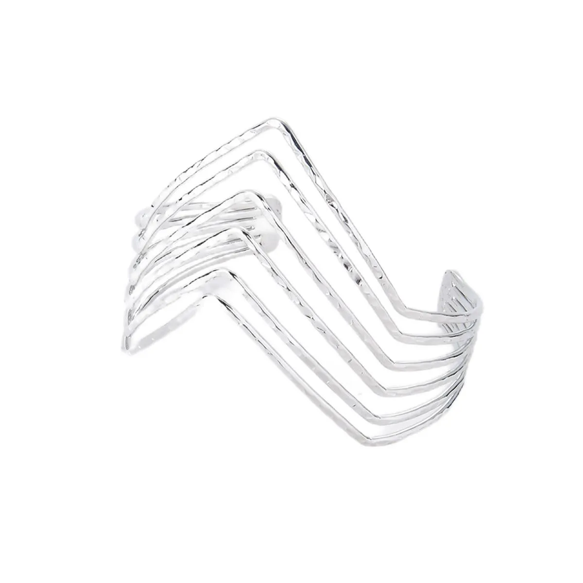 Silver-Plated Open Chevron Arm Cuff