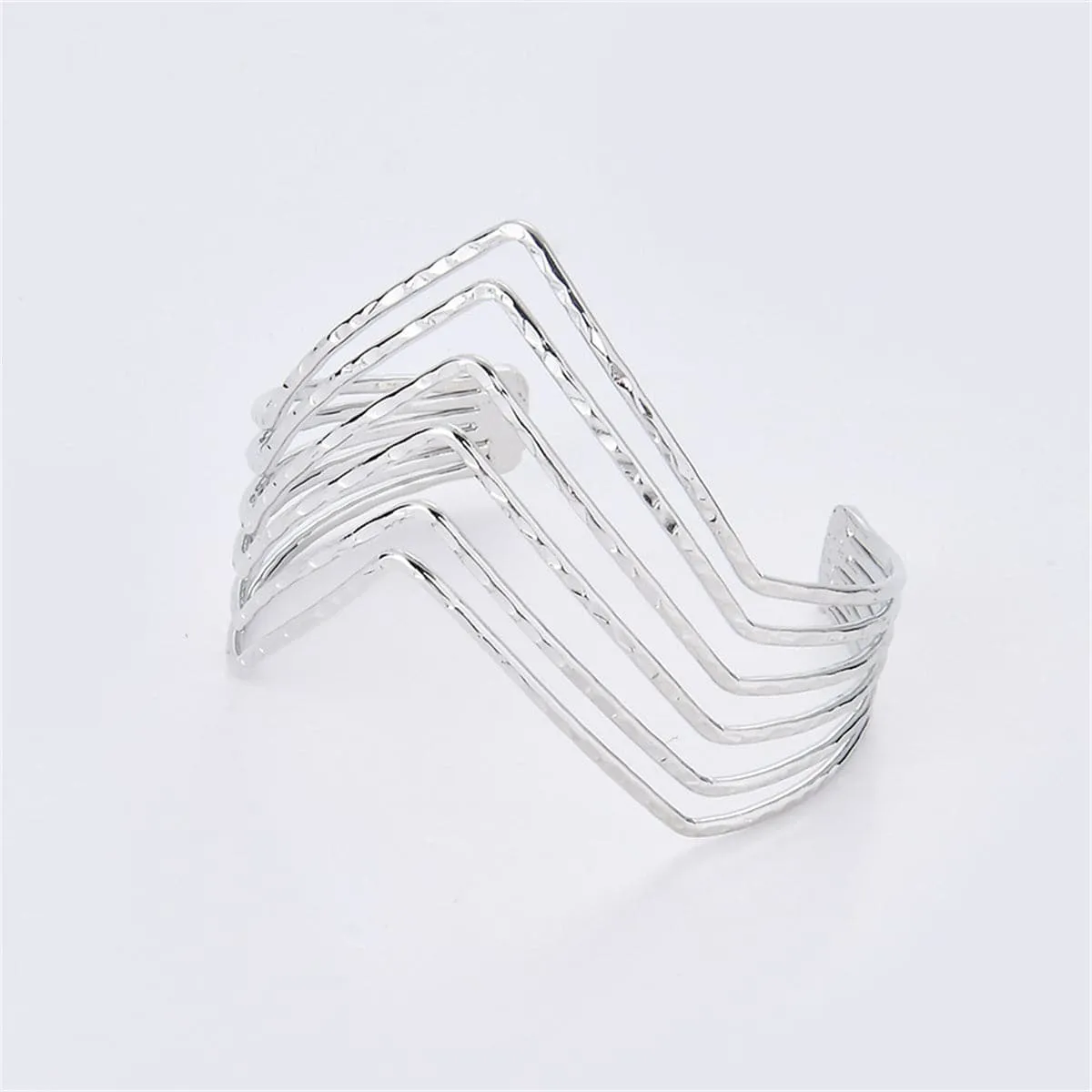 Silver-Plated Open Chevron Arm Cuff