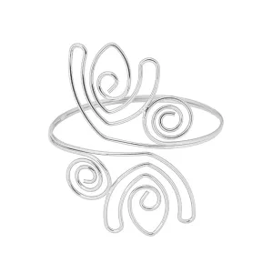 Silver-Plated Open Tulip Bypass Arm Cuff
