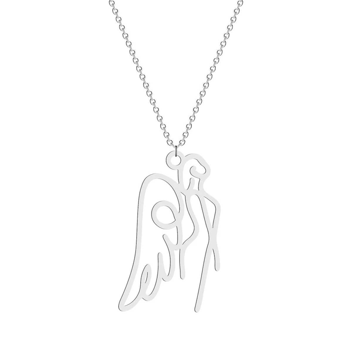Silver-Plated Openwork Angel Pendant Necklace