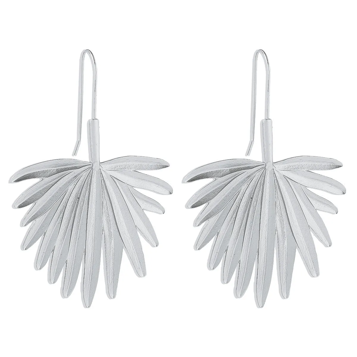 Silver-Plated Palm Leaf Drop Earrings