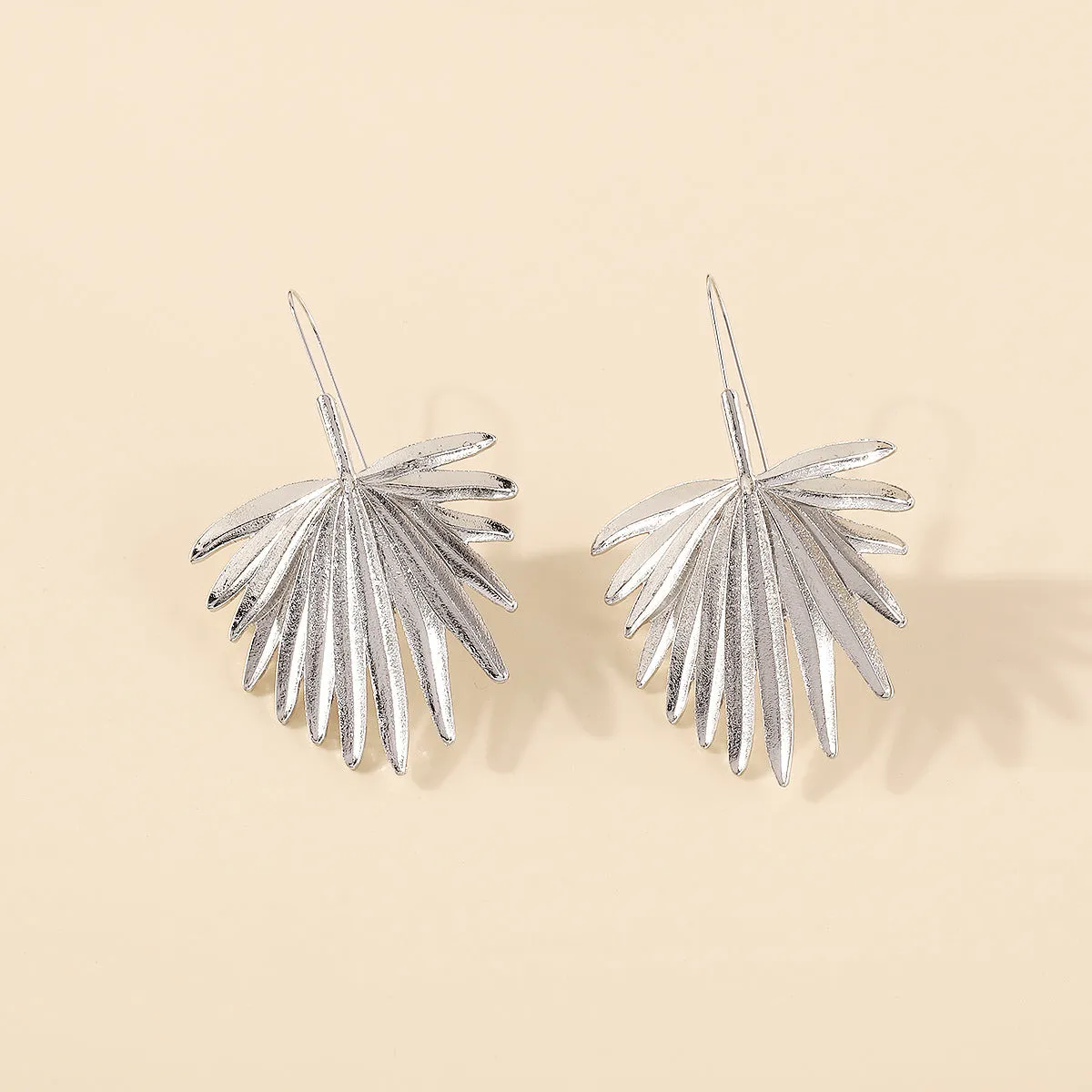 Silver-Plated Palm Leaf Drop Earrings