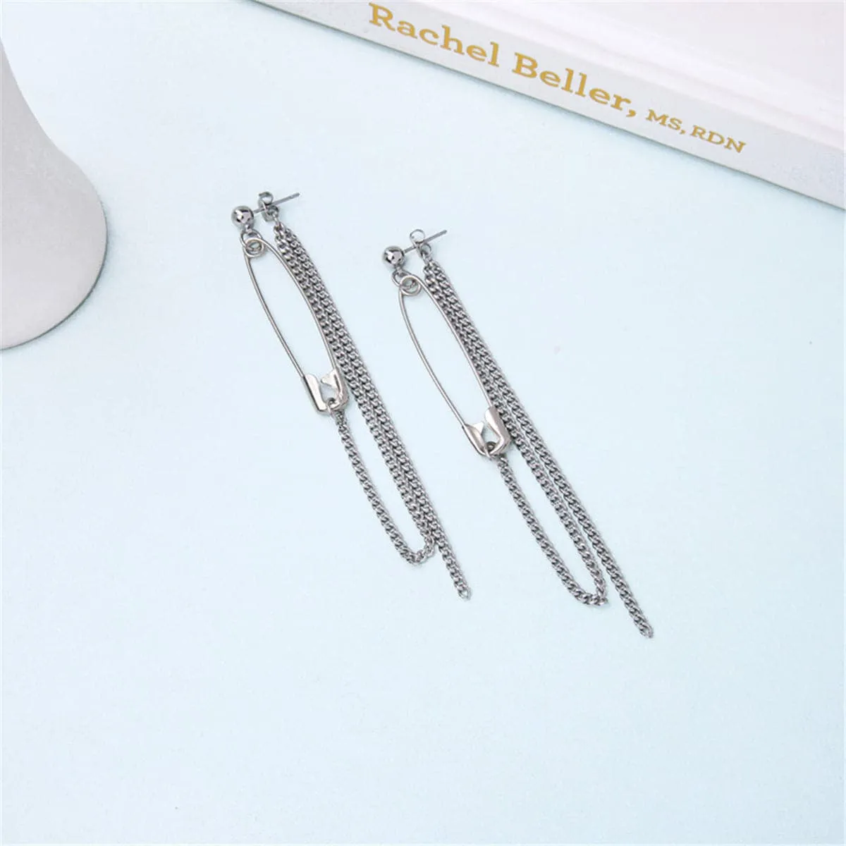 Silver-Plated Pin Tassel Drop Earrings