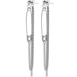 Silver-Plated Pin Tassel Drop Earrings