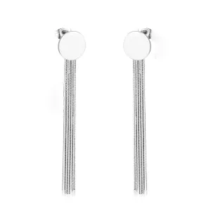 Silver-Plated Round Tassel Drop Earrings