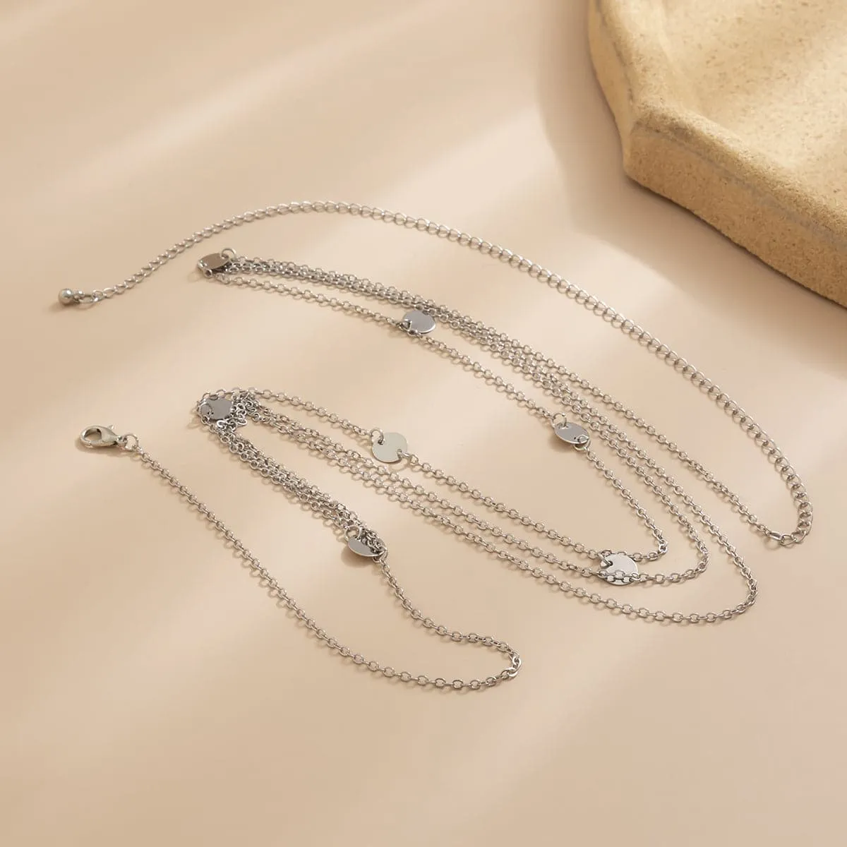 Silver-Plated Sequin Layered Waist Chain