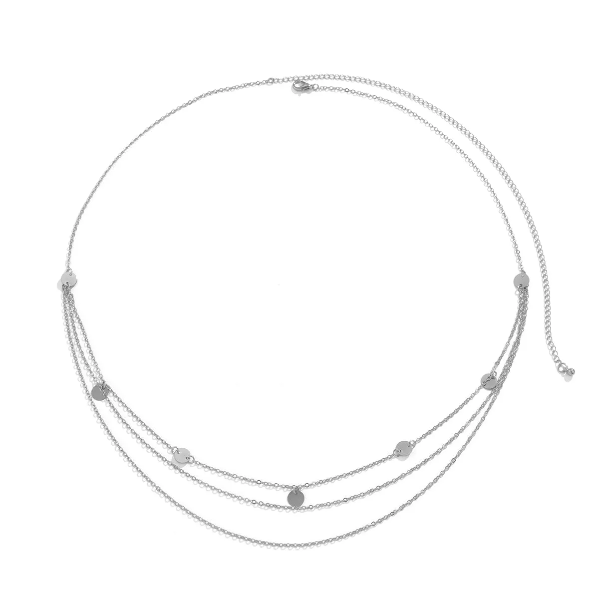 Silver-Plated Sequin Layered Waist Chain